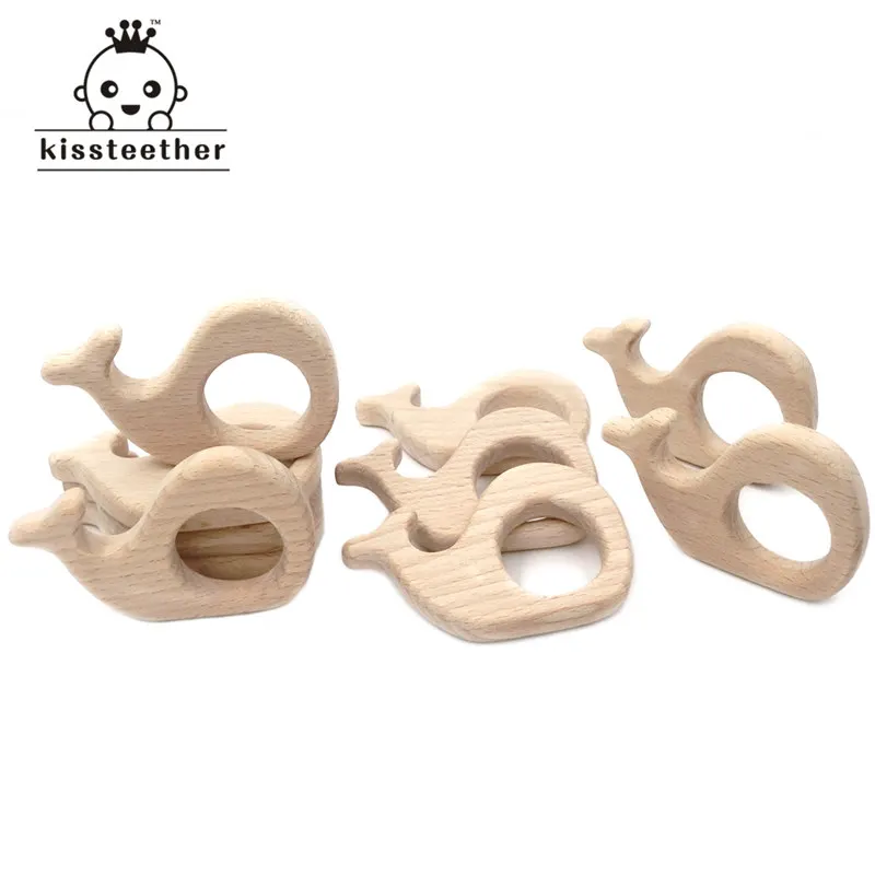 

Kissteether Beech Wooden Whale Natural Handmade Teether DIY Wood Personalized Pendent Eco-Friendly Safe Baby Toys