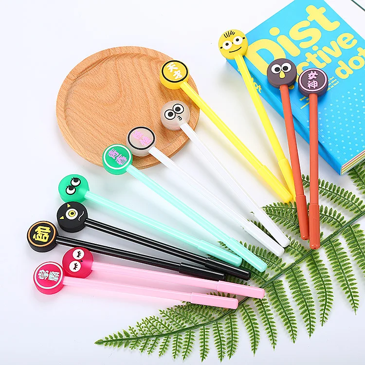 40 pcs Cartoon Syringe Black Neutral Pen Cute Student Stationery Expression with Character School Bully Office Signature Pen