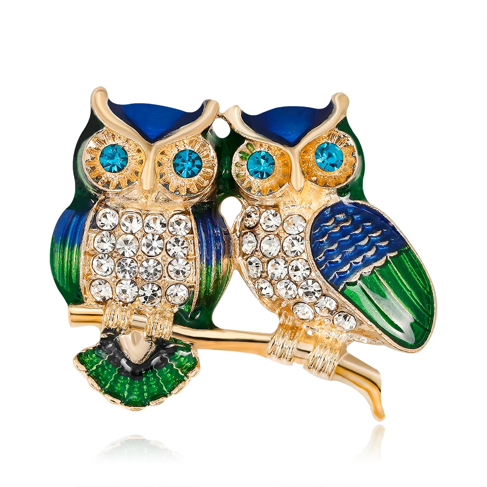 Fashion Enamel Crystal Dog Owl Bird Brooches for Women Animal Plant Branch Brooch Pin Jewelry Banquet Wedding Accessories Gift