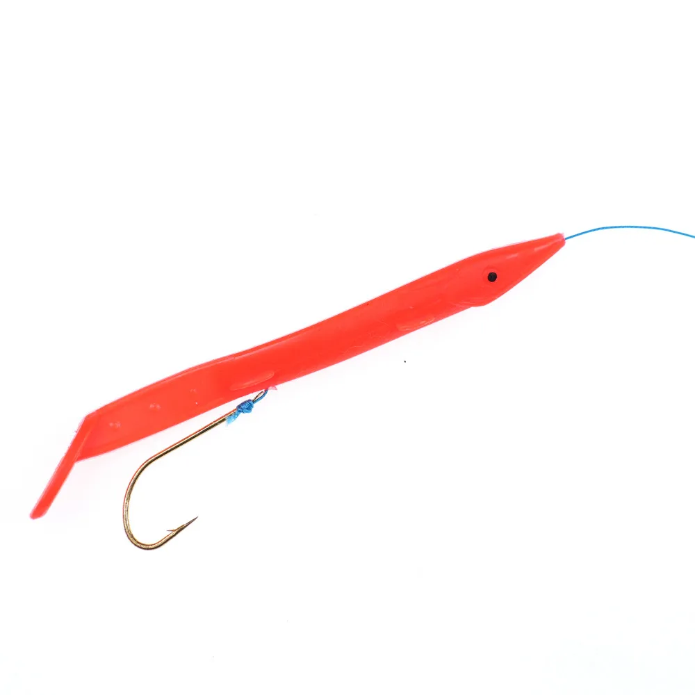 10pcs Saltwater Fishing Small Eel Lure Bait  Soft Platic Fish Lure with Eye for Sabiki Rig Lumo White Green Red Blue Color