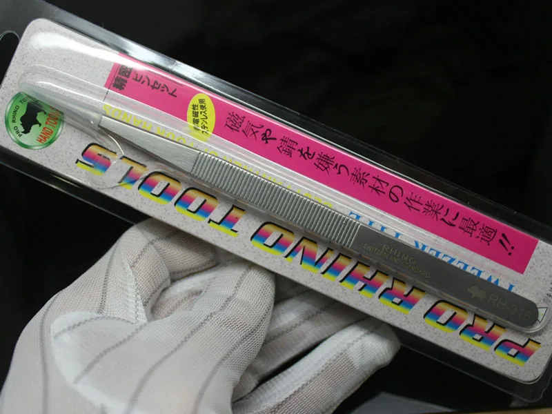 Japan RHINO RH-316 Tweezers Switzerland Standard Anti-acid Superhard Special Sharp Precision Forceps Holding Repair Tools