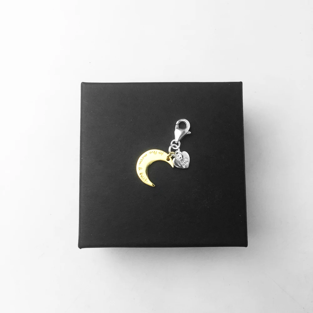 Moon & Heart Charms Pendant,2018 Fashion Jewelry 925 Sterling Silver Romantic Gift For Women Girls Fit Bracelet Necklace Bag