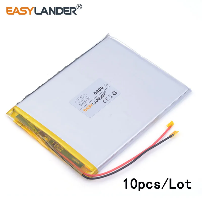 

10pcs/Lot 3.7 V 5096108 5400mah lithium Li ion polymer rechargeable battery large-capacity PDA tablet PC MID IPAQ MID pad laptop