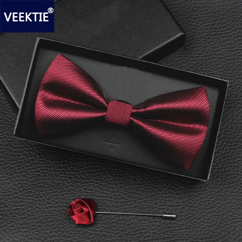 VEEKTIE 2022 New Design Bow ties for men Wedding Party Business Bowtie Butterfly Black Red Blue Cravate Formal Tuxedo Bowtie