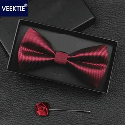 VEEKTIE Brand Bow ties for men Wedding Party Business Butterfly Black Red Blue Cravate Formal Tuxedo 2024 Wine Blue Black