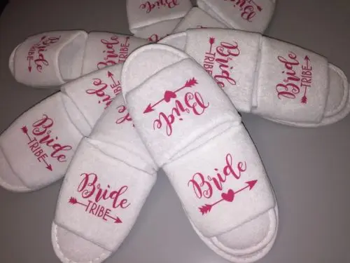 

custom Wedding Bridesmaid maid of honor Bridal Bride Slippers Hens Night Bachelorette Spa Slippers birthday party favors gifts