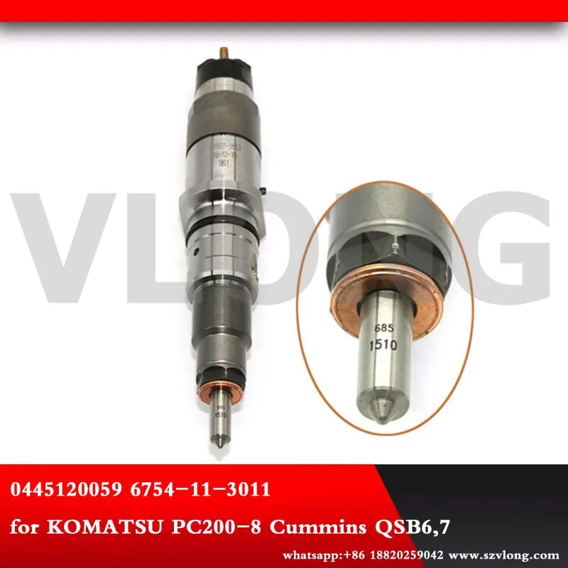 

Common Rail Diesel Fuel Injector 0445120059 0445120231 3976372 for Komatsu PC200-8 PC220-8 PC240-8 Excavator Cummins Engine