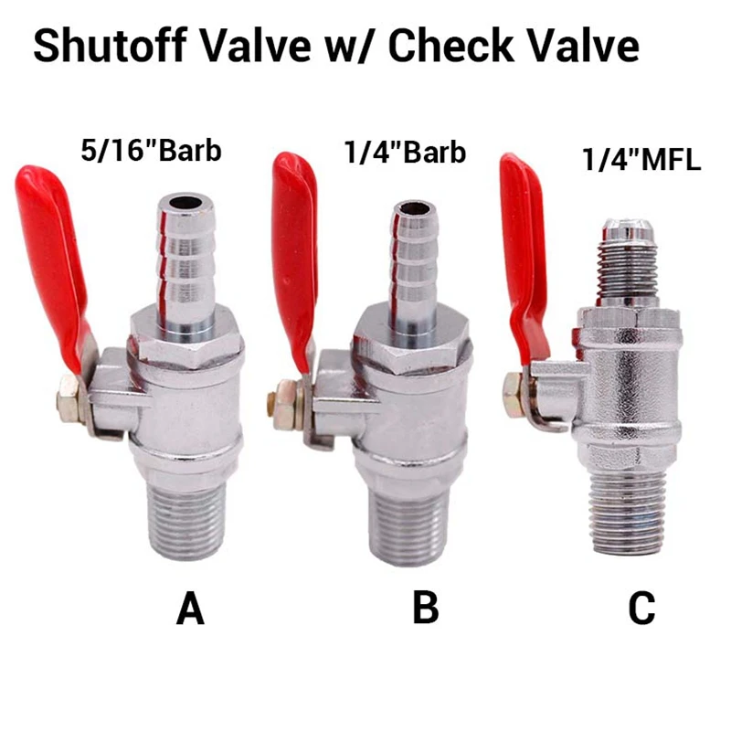 

Запорный клапан 1/4 дюйма с обратным клапаном для домашнего пивоварения Co2