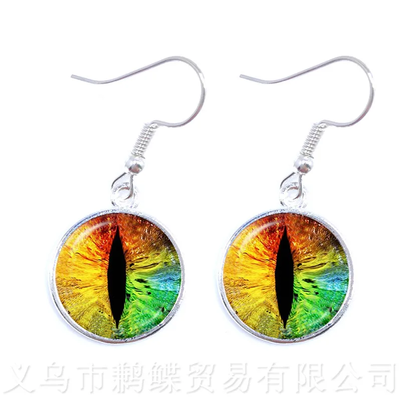 1 PC Sauron Evil Earrings Evil Eye Glass Photo Jewelry, Dragon Eye 16mm Glass Cabochon Drop Earrings For Women Best Gift