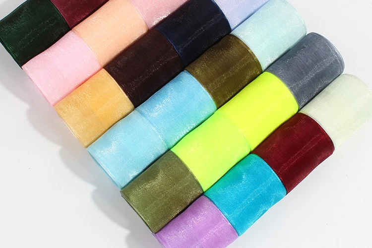 10 Yards/Lot schiere Chiffonband Organza Satinbänder für Geschenkverpackung Dekoration Hochzeitssträuße Party Kranz Spitzenstoff – Detail 15