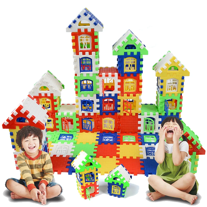 24 Pieces Set 3D Building Block Plastic Square House Model Kindergarten Learning and Education Toy