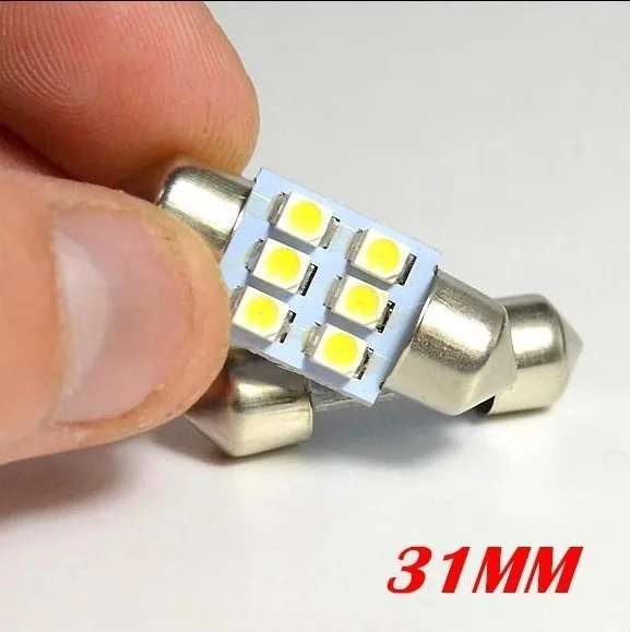 1000Pcs Wholesale festoon led lights 31mm 36mm 39mm 41mm 6 SMD 1210 C5W Led Car Reading License plate light white bulb 12V