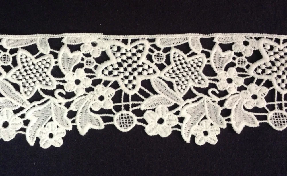 7cm wide milk fibre flower embroidery lace trim,Eco-Friendly soft touch flower lace trimmings XERYzx150422-20