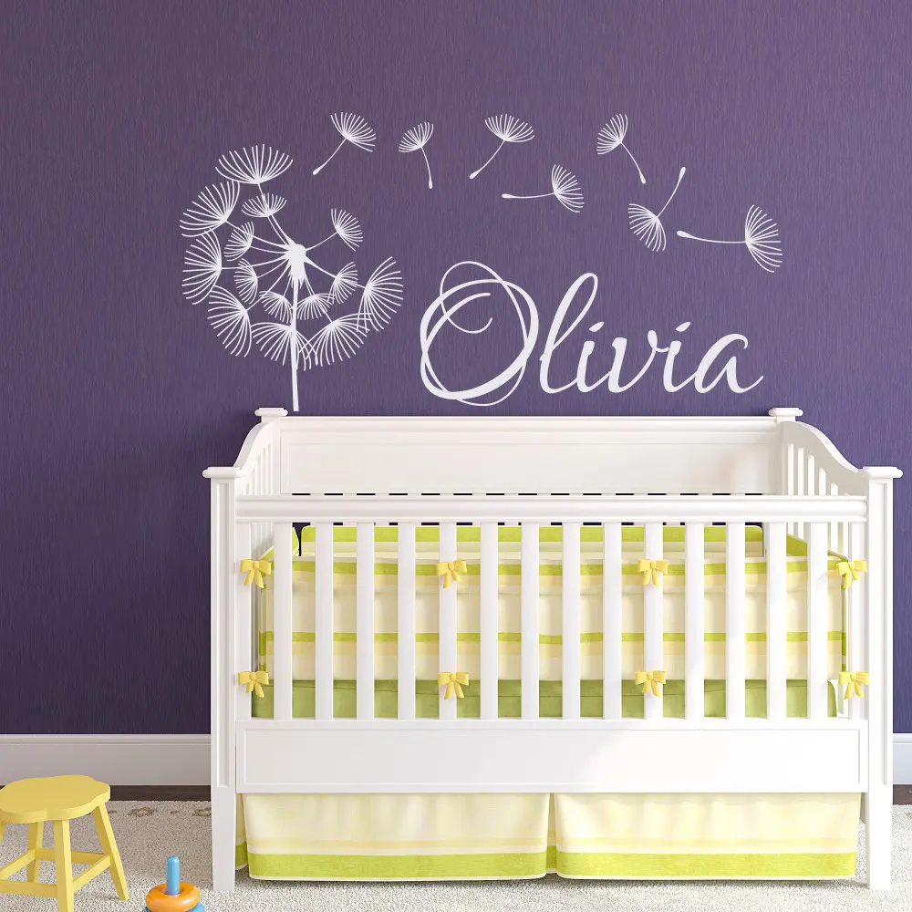 Karahindiba Duvar Çıkartması Özel Kızlar Isim Etiketi için Bebek Kız Çocuk Odası Vinil Kreş duvar çıkartmaları Çocuk Odaları Ev Dekor için d291