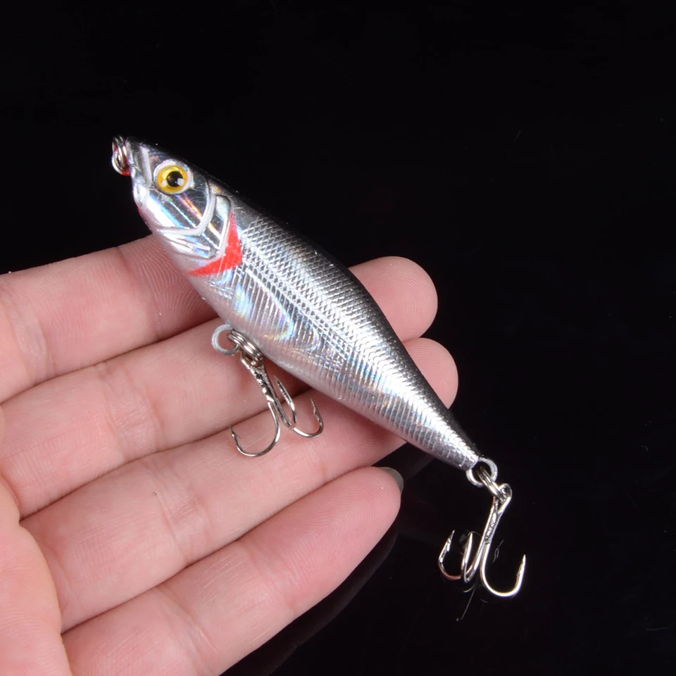 6 colors 7cm/2.76in 7.5g/0.26oz Fishing Lure Minnow Hard Bait with 2 Fishing Hooks Fishing Tackle Lure 3D Eyes