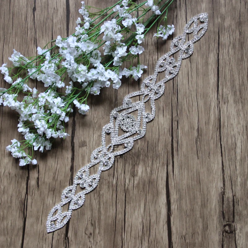 Free Shipping Wholesale 10pcs/lot 40CM Rhinestone Applique for Wedding Gown Bridal Sash Bridal Applique Rhinestone Trim AP112201