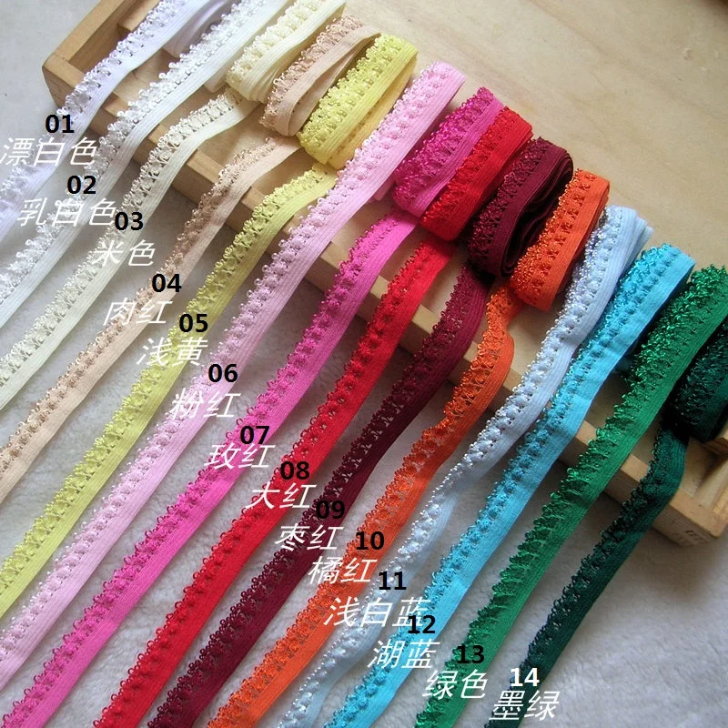 Newest Color Top Grade 1.1cm 10Meters Small Lace Trim / Underwear Elastic Stretch Lace Trimmings/ Diy Sewing Garment Trims Z249