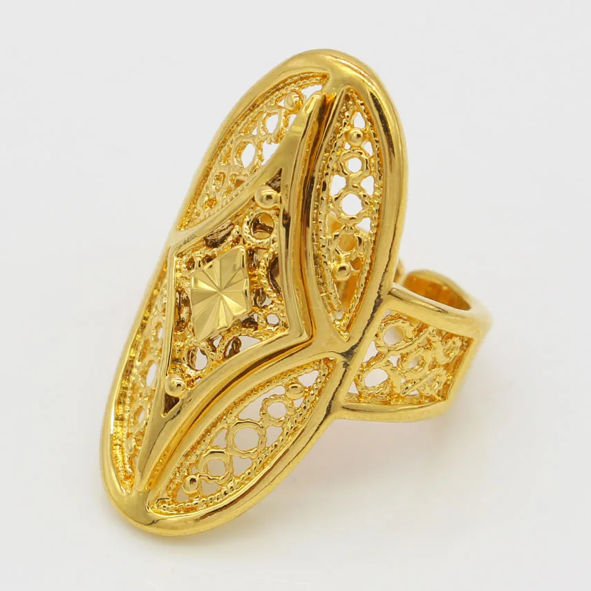 

Adjustable size Gold Color Rings Women Wedding Jewelry Finger Ring India/Ethiopian/African/Nigerian/Kenya Items