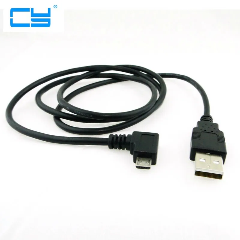 Right angled 90 degree Micro USB 5pin Male to USB Data Charge Cable 5ft 1.5m for Cell phone Tablet