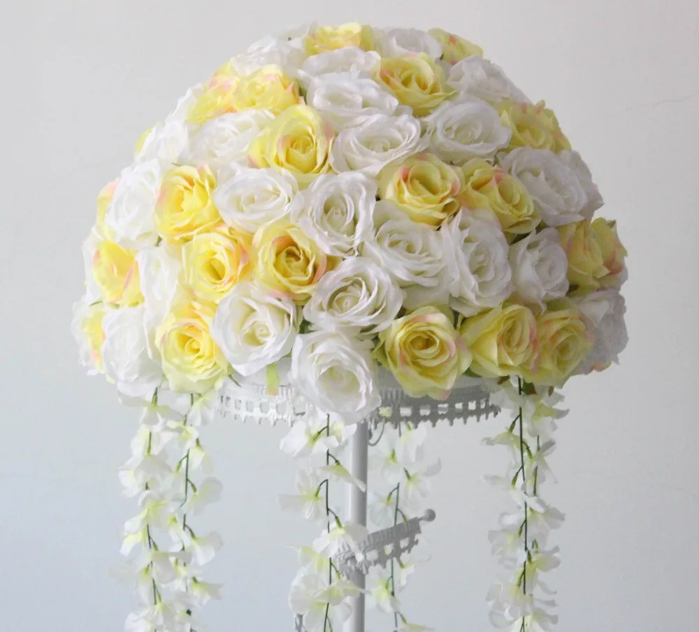 SPR 50cm Free shipping!4pcs/lot wedding road lead lavender flower wall wedding table flowers,table centerpiece-ivory with yellow