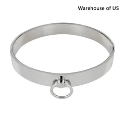 brushed matte stainless steel slave collar locking shiny choker men women necklace fetish wear torque jewelry from warehouse