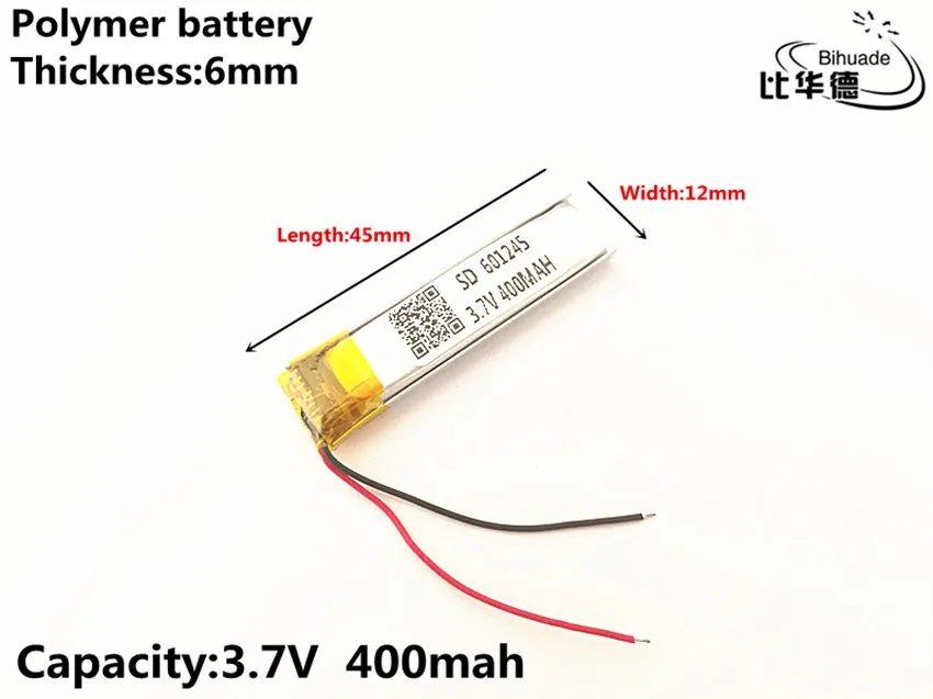 1 ピース/ロット 3.7 V 、 400 mAH 、 601245 ポリマーリチウムイオン/リチウムイオン電池のためのおもちゃ、電源銀行、 GPS 、 mp3 、 mp4