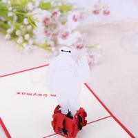 10pcs 3D Creative Baymax Handmade Kirigami Origami Wedding Party Invitation Cards Greeding Birthday Card Postcard