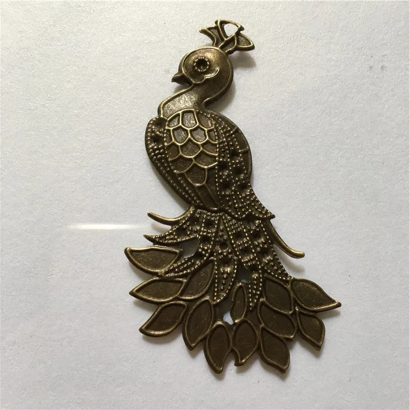 500Pcs Wholesale Filigree Peacock Embellishments Findings,Jewelry Accessories,7cm,Bronze Tone