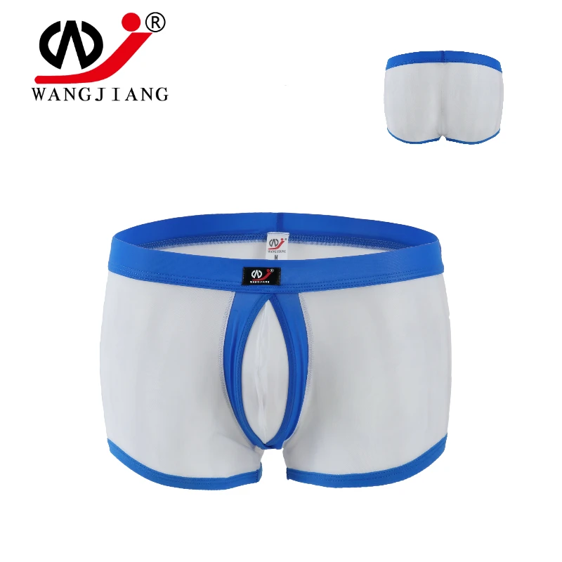 men\'s underwear elastic nylon mesh transparent ring convex pants  U outsourcing WJ 1003PJ