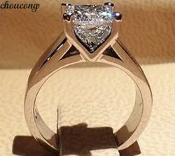 choucong Hollow Ring 925 sterling Silver Princess cut AAAAA Zircon cz Engagement Wedding Band Rings For Women Bridal Jewelry