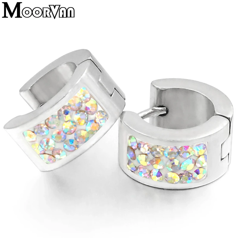 Moorvan 2025 Fashion Stainless Steel Earrings Stud, Crystal Women Earrings VE300