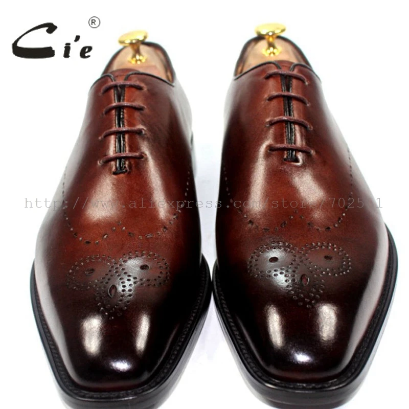 cie Square Toe Bespoke Custom Handmade Genuine Calf Leather Outsole Breathable Men\'s Oxfords Shoe Brown OX183 Mackayc/Blake raft