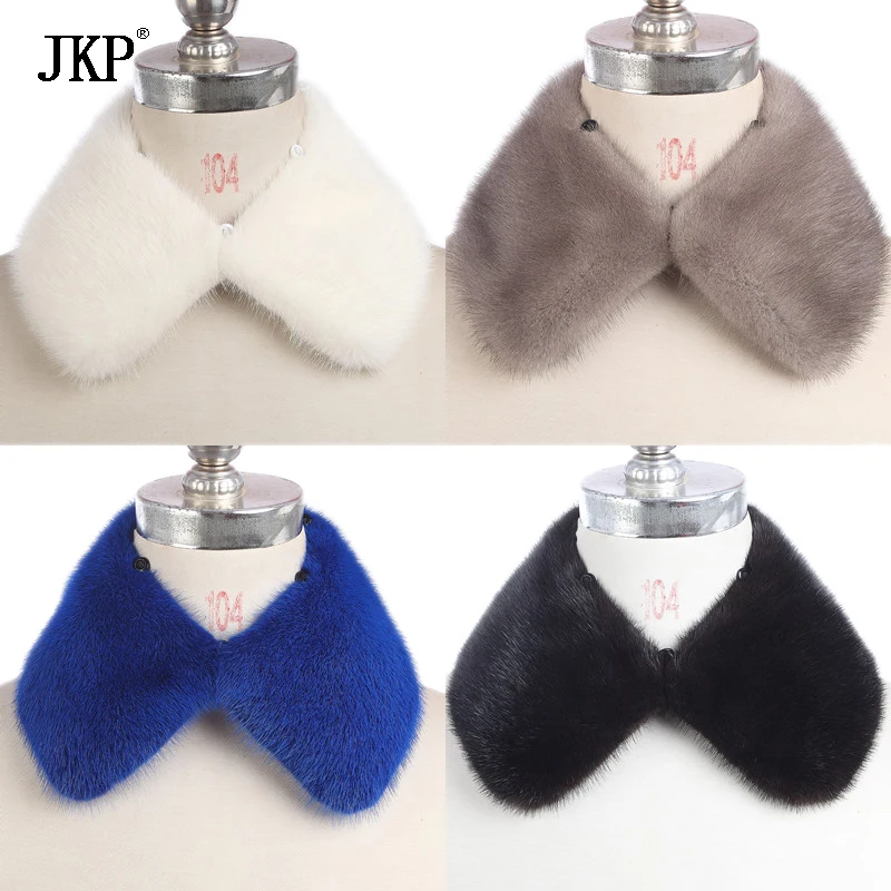 JKP Real Mink Fur Scarf Women/Men Winter Knitted Natural Mink Fur Collar Warm coat wear Mink Fur Scarf