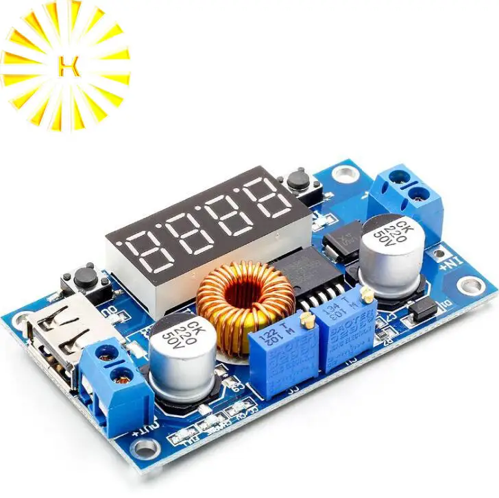 Adjustable 5A CC/CV Power Step-down Charge Module LED Driver W/ USB Voltmeter