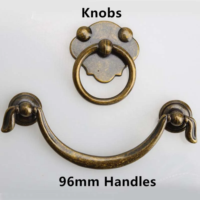 

96mm Classical drop rings handles knobs bronze drawer cabinet pulls knobs antique brass dresser handles vintage style furniture