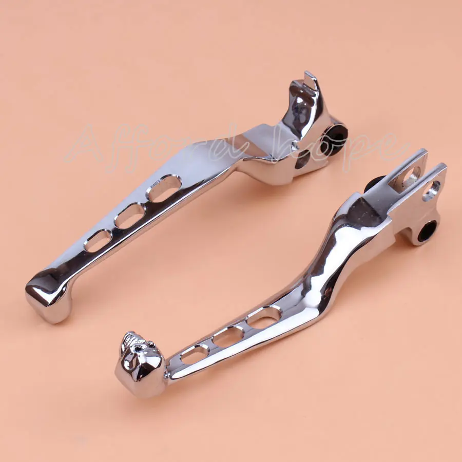 1pair Chrome Aluminum Skull Brake Clutch Handlebar Lever for Harley Sportster Softail Night Train Fatboy Electra Glide Custom