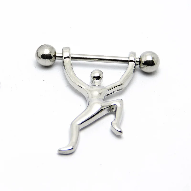 2-teilig hochwertige Totenkopf-Hände, Punk-Titan, chirurgischer Edelstahl, Langhantel-Nippel-Piercing, Körperschmuck für Damen und Herren – Detail 2