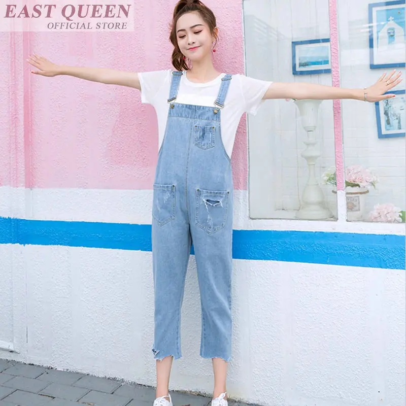 ผู้หญิง jumpsuits 2018 denim กางเกงยีนส์ overalls สำหรับผู้หญิง elegant ข้อเท้าความยาวกางเกงสำนักงานกระเป๋า jumpsuit rompers DD567 L