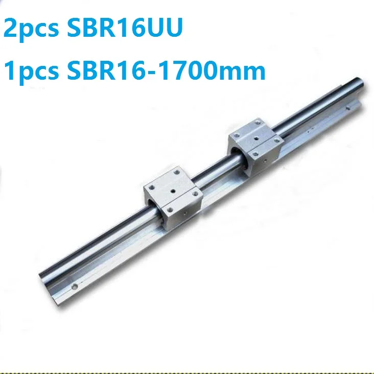 

1 шт. SBR16 - 1700 мм линейная направляющая Опора + 2 шт. SBR16UU линейные подшипники открытые блоки для фрезерных станков с ЧПУ