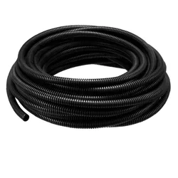 Uxcell 10M/12.5M/16M Length 10mm Outside Dia Flexible Corrugated Bellow Conduit Cable Tube Tubing Pipe for Electric Wiring Black