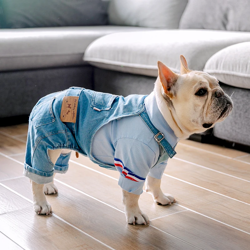 [MPK Dog Denim Overalls] Dog Denim Dungarees, Dog Jeans Suitable for French Bulldogs, Pugs Dog Jeans