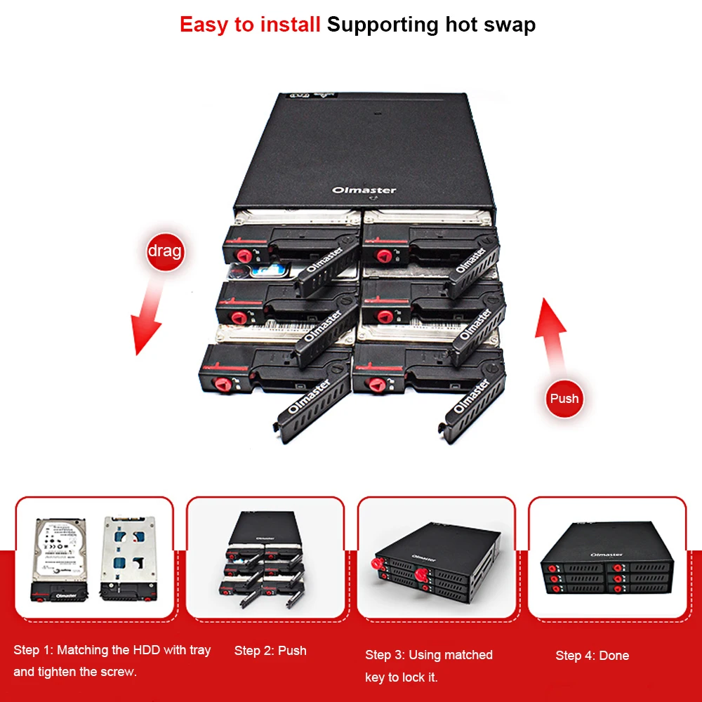 6 Bays mobil raf arka panel desteği 2.5 \'\'SATA HDD SSD sabit disk soğutma fanı ile soyunma Hot-swap 6Gbps PC için 5.2\