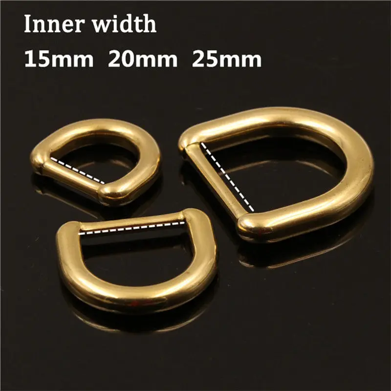 1piece Solid Brass Molded D ring Buckle for Leather Craft Bag Purse Strap Belt Webbing Dog Collar 15/20/25mm