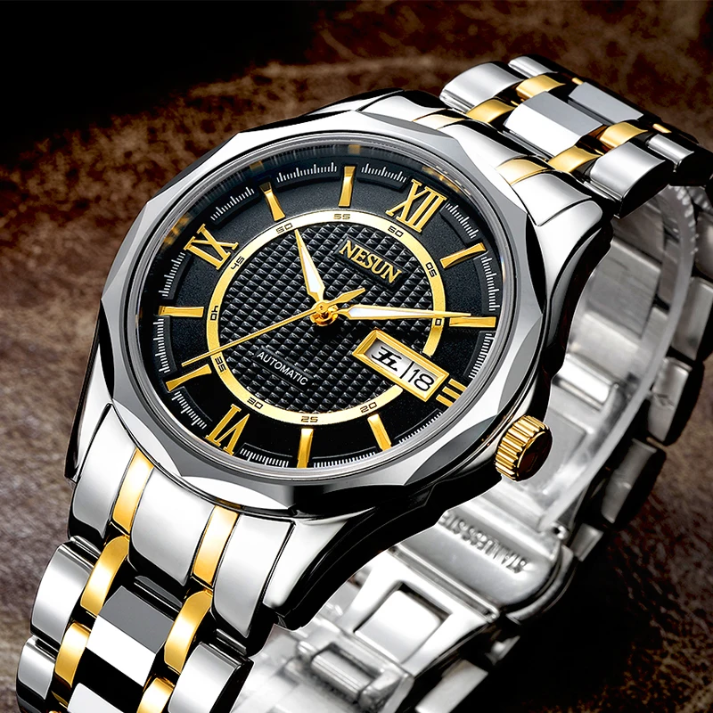 NESUN Luxury Men's Automatic Mechanical Watch Japan NH36A Import Sapphire Crystal Luminous Waterproof Dual Calendar Clock N9212