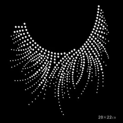 hotfix rhinestones motif heat transfer iron on patch garment accesspries patch for women dress neckline