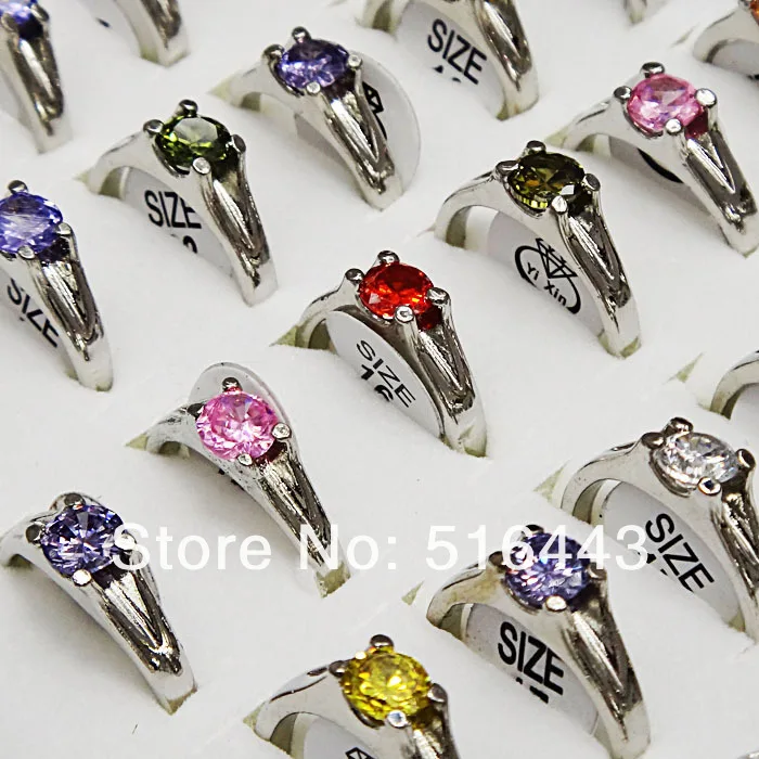 

A-014 100pcs Wholesale Jewelry Top Cubic Zircon Fashion Women Rings Mix Color Free Shipping