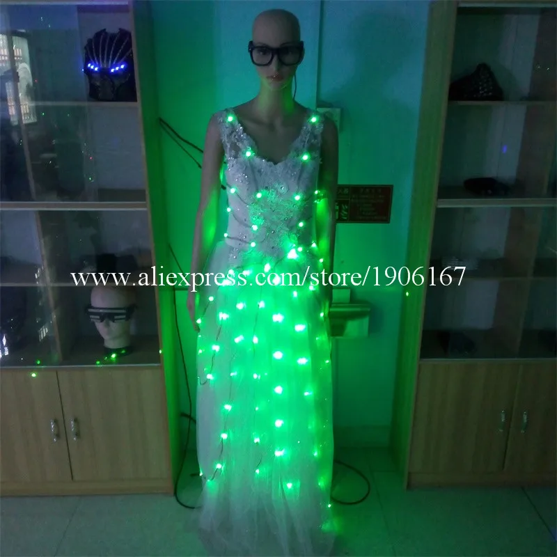 Newest Led Luminous Party Dress LED Light Up Growing Stage performance Wedding Dress Ballroom Costume