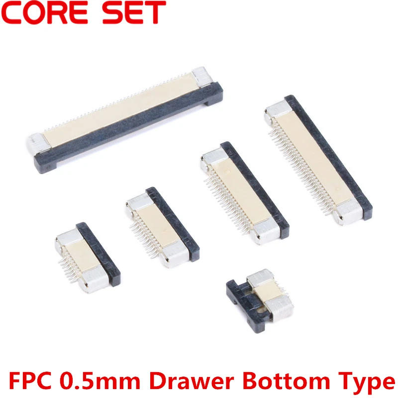 10PCS/Lot FPC Connector Socket FPC 0.5mm Drawer Bottom Contact Type 4P 6P 8P 10P 12P 14P 16P 18P 20P 24P 26P 30P 32P 34P 40P