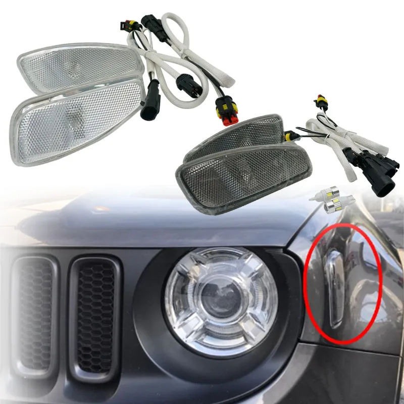 Dla Jeep Renegade 2014-2017 Boczne odbicie ostrzegawcze Lampa kierunkowskazu Przednie kierunkowskazy Światło boczne i osłona