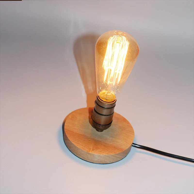 Wooden Aluminum Table Lamp  Retro Loft Desk Edison Bulb 110V/220V  Night Light Office lamp Bedroom/Living Room/Cafe Lam